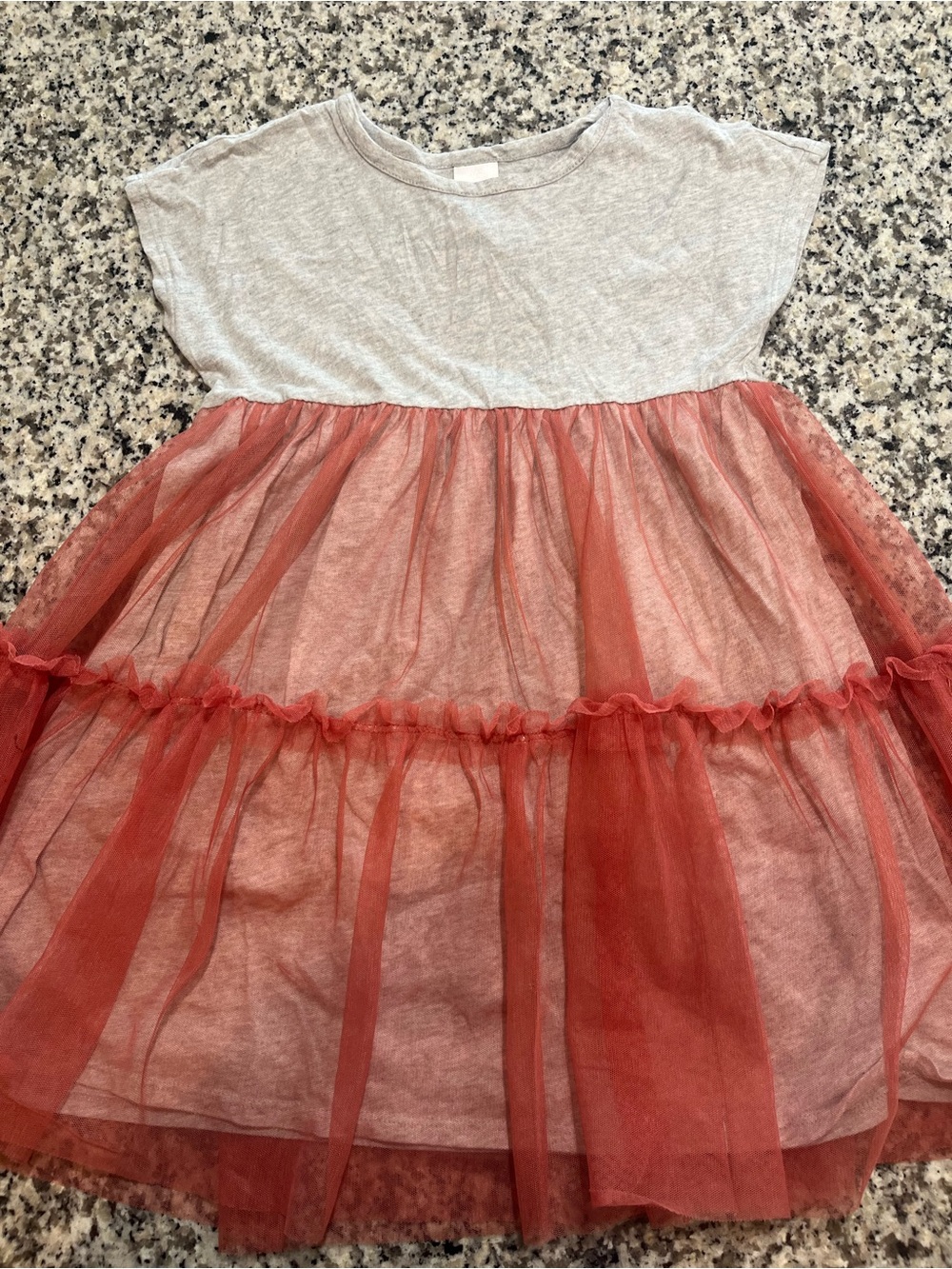 Girls' Gray Top with Blush Pink Tulle Skirt Dress